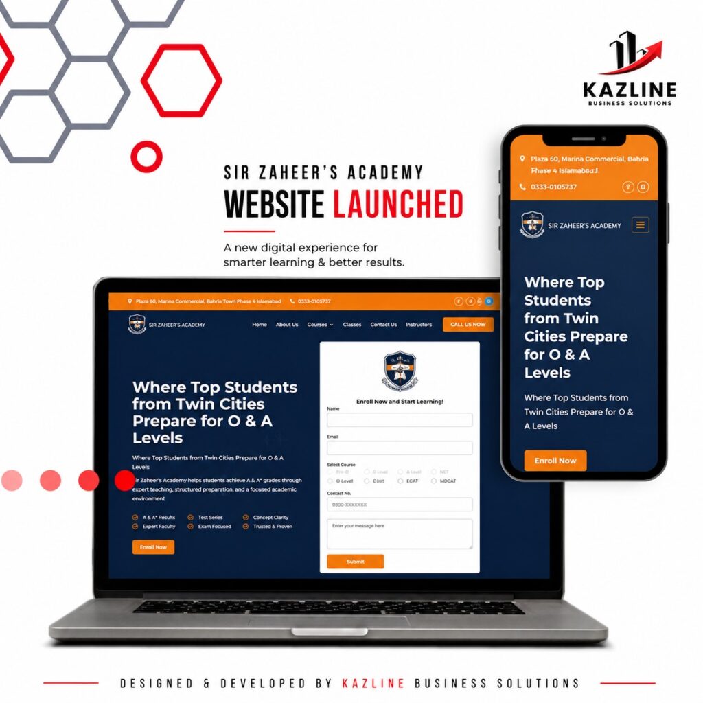 sir zaheers academy website portfolio